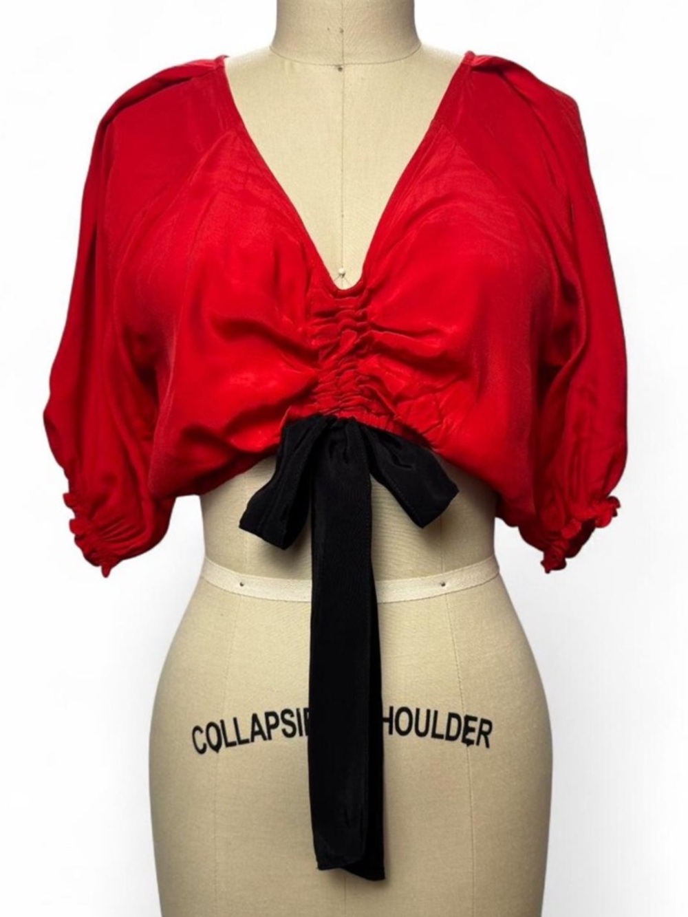 S/W/F - Cropped Dolman Top W/ Black Tie